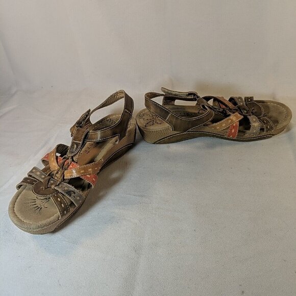 Spring Step L'Artiste Cloe Sandals 40 Leather Womens 8.5 9 Brown Tan Khaki Shoes - Picture 9 of 12